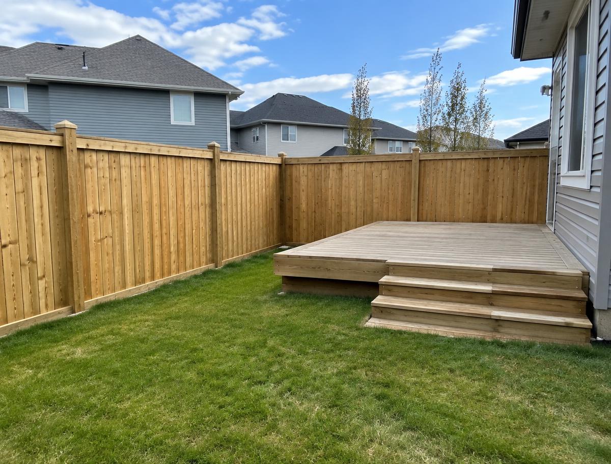 Wood fence & simple deck — Leduc